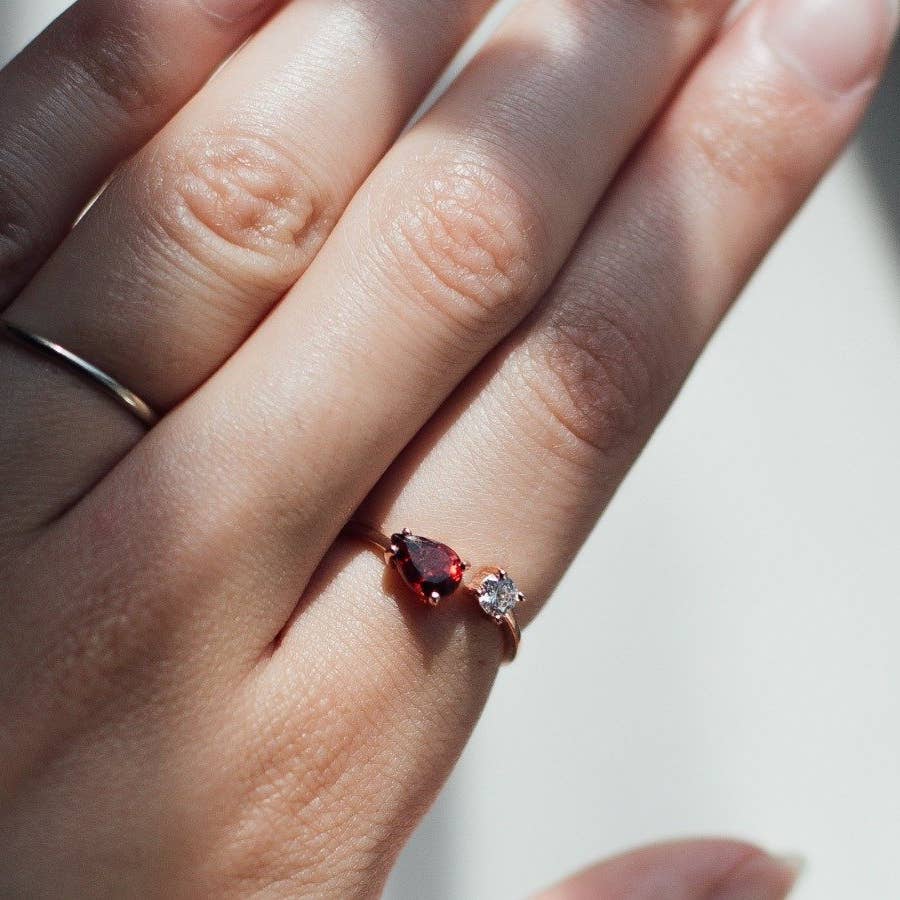 Persephone Garnet Ring - Sterling Silver