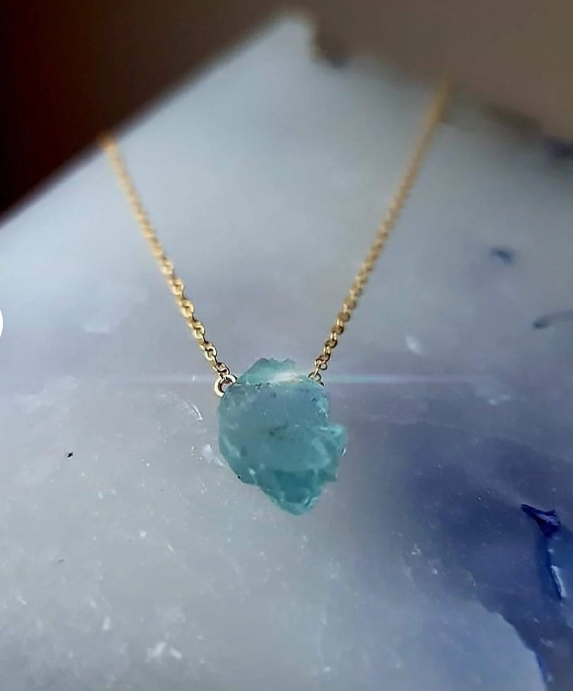 Raw Aquamarine Necklace