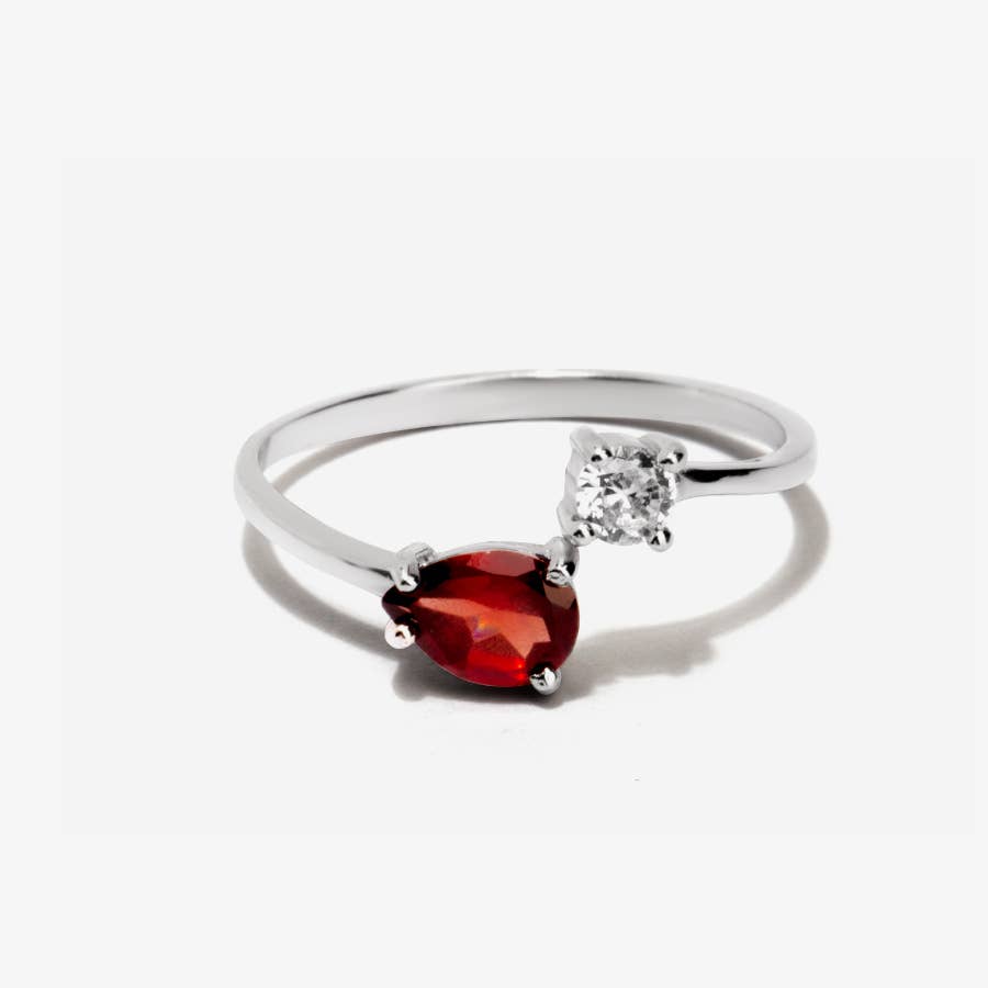 Persephone Garnet Ring - Sterling Silver